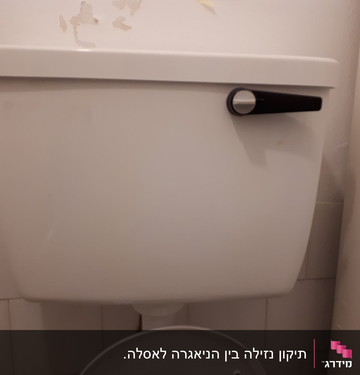 מיכל הדחה לבן עם ידית שחורה